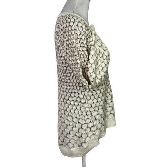 ANTHROPOLOGIE MOTH Honeycomb Crewneck Sweater Zip Back size M - Picture 3 of 7